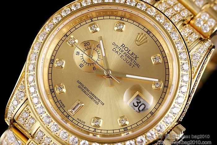 ROLEX勞力士 特別推薦新款 勞力士滿天星鑲鑽系列 電鍍18K金土豪金 純手工四爪鑲鑽 全自動機械表 高檔男表  wssb4599
